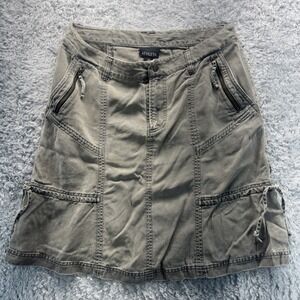 Women's Athleta Size 12 Cargo Skirt Green Granola Girl Pockets Tencel Lyocell